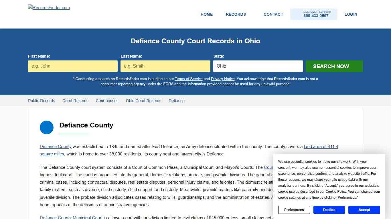 Search Defiance Court Records & Courthouses, Ohio OH
